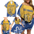 ACT Cougars Oztag Custom Family Matching Off Shoulder Short Dress and Hawaiian Shirt Australian Capital Territory Indigenous Art