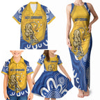 ACT Cougars Oztag Custom Family Matching Tank Maxi Dress and Hawaiian Shirt Australian Capital Territory Indigenous Art