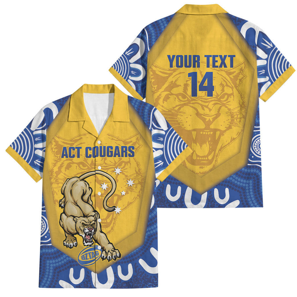 ACT Cougars Oztag Custom Family Matching Tank Maxi Dress and Hawaiian Shirt Australian Capital Territory Indigenous Art