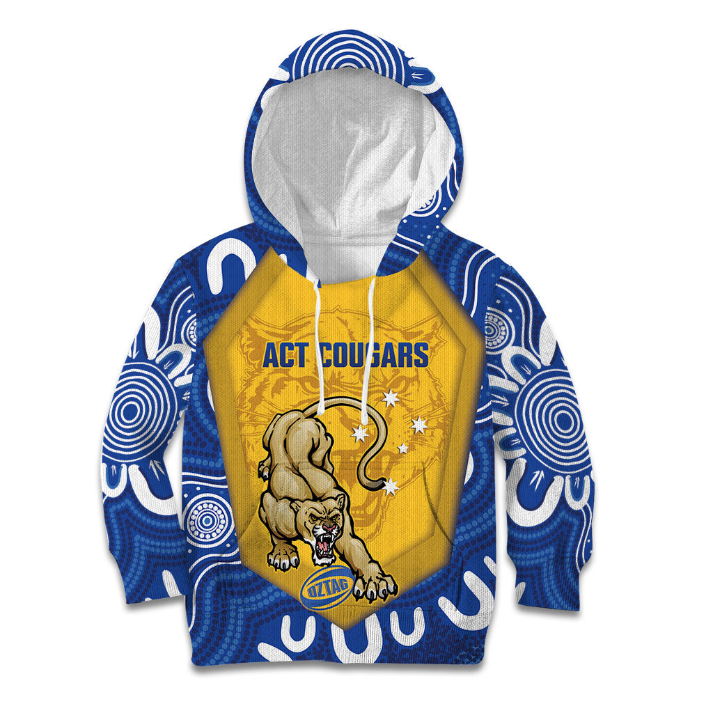 ACT Cougars Oztag Custom Kid Hoodie Australian Capital Territory Indigenous Art