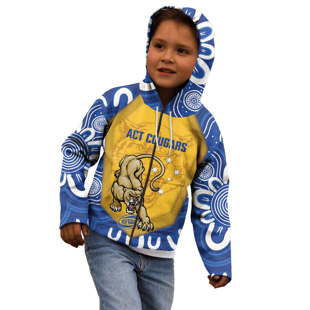 ACT Cougars Oztag Custom Kid Hoodie Australian Capital Territory Indigenous Art