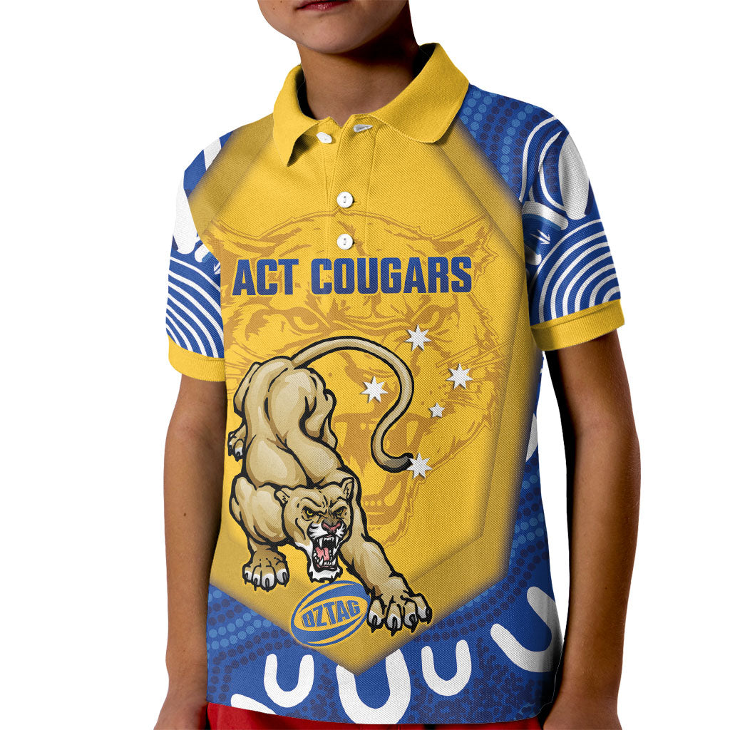 ACT Cougars Oztag Custom Kid Polo Shirt Australian Capital Territory Indigenous Art