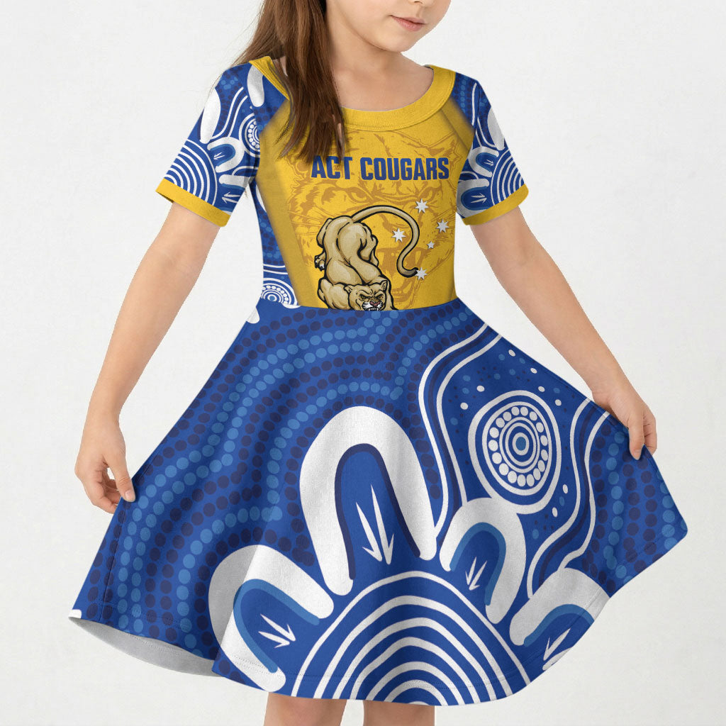 ACT Cougars Oztag Custom Kid Short Sleeve Dress Australian Capital Territory Indigenous Art