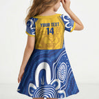 ACT Cougars Oztag Custom Kid Short Sleeve Dress Australian Capital Territory Indigenous Art