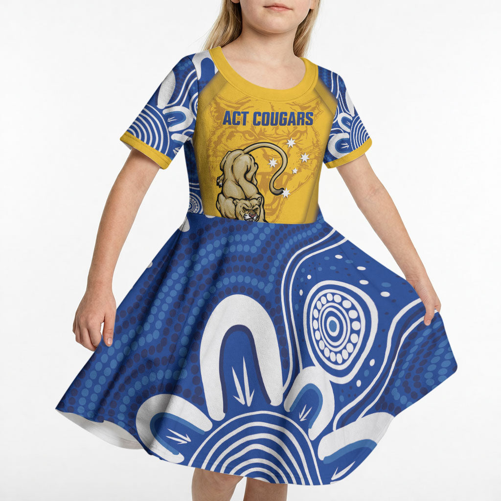 ACT Cougars Oztag Custom Kid Short Sleeve Dress Australian Capital Territory Indigenous Art