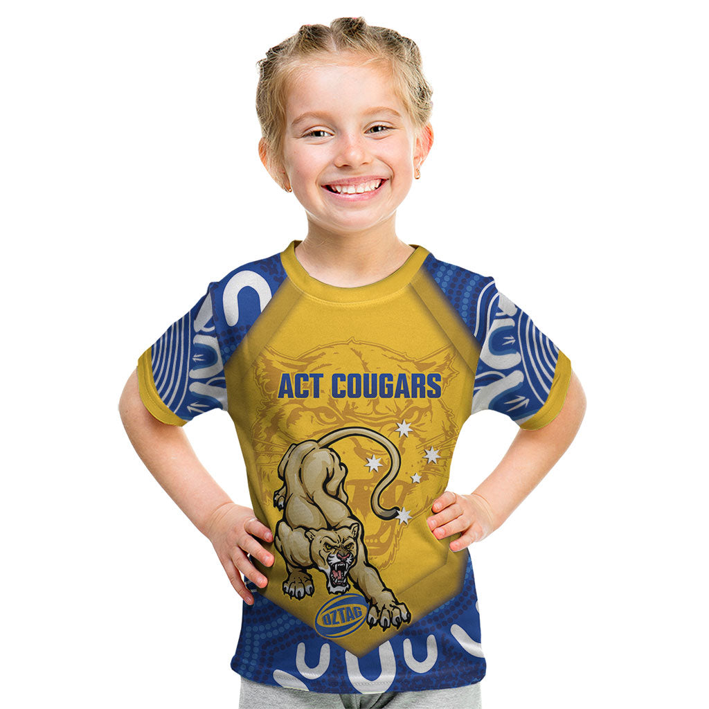 ACT Cougars Oztag Custom Kid T Shirt Australian Capital Territory Indigenous Art