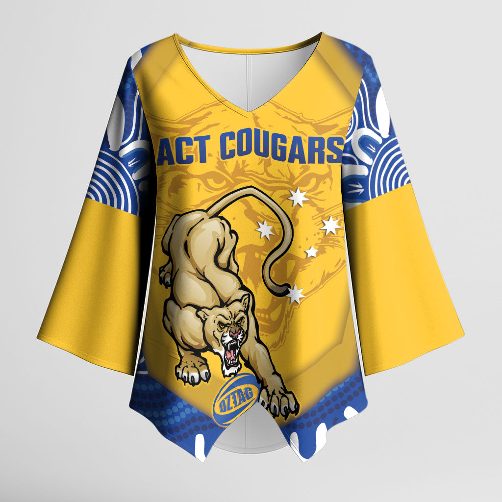 ACT Cougars Oztag Custom Kimono Sleeve Blouse Australian Capital Territory Indigenous Art