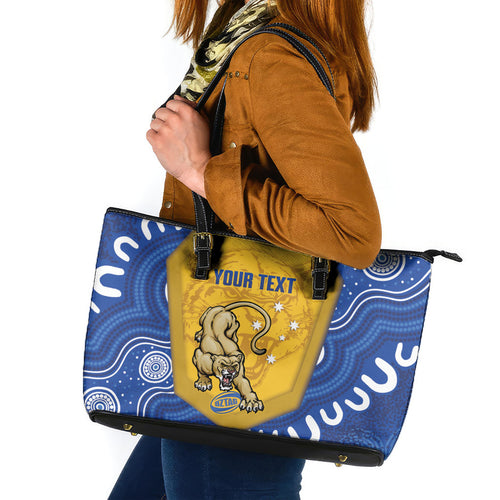 ACT Cougars Oztag Custom Leather Tote Bag Australian Capital Territory Indigenous Art