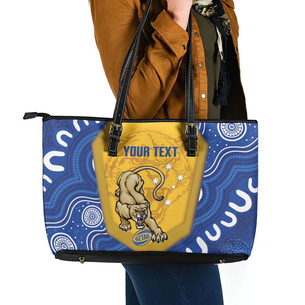 ACT Cougars Oztag Custom Leather Tote Bag Australian Capital Territory Indigenous Art