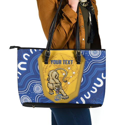 ACT Cougars Oztag Custom Leather Tote Bag Australian Capital Territory Indigenous Art
