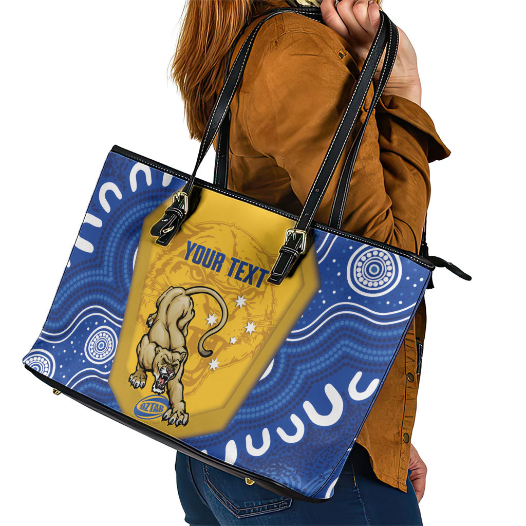 ACT Cougars Oztag Custom Leather Tote Bag Australian Capital Territory Indigenous Art