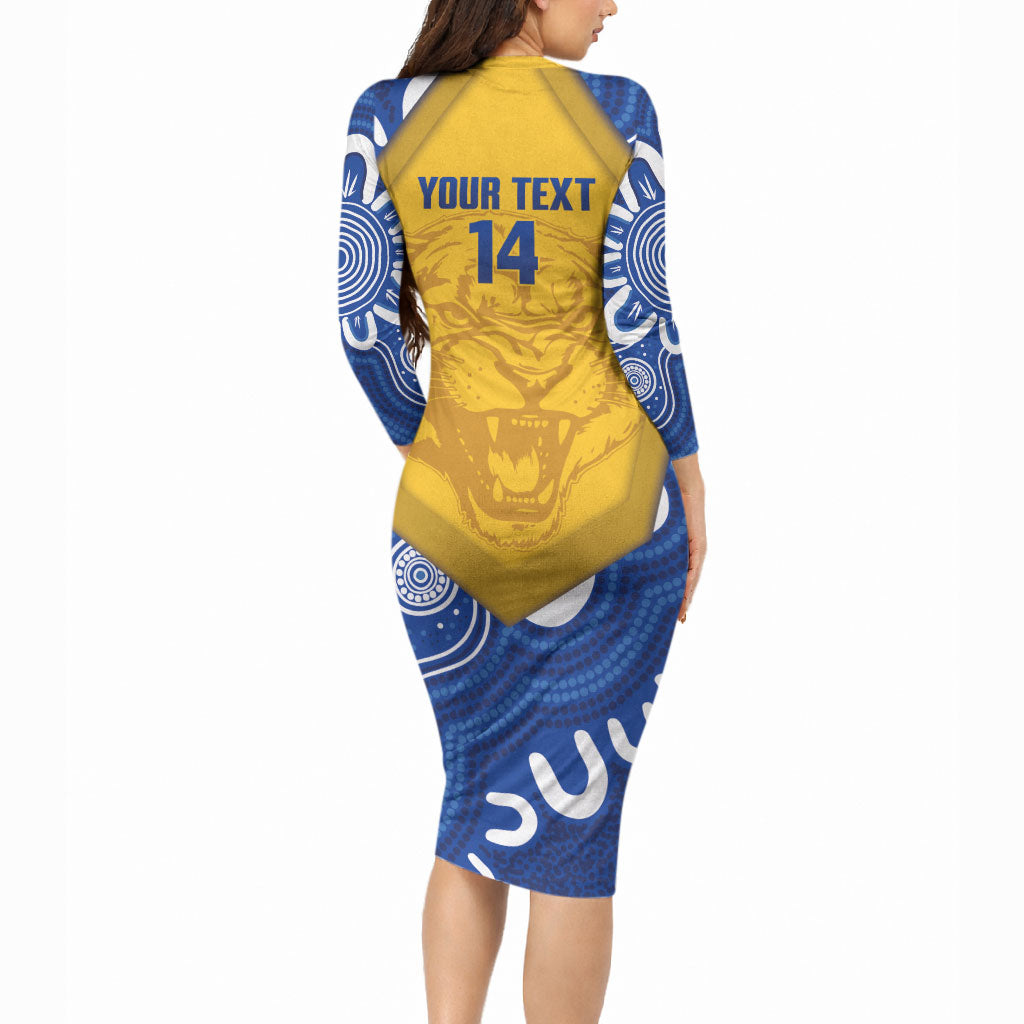 ACT Cougars Oztag Custom Long Sleeve Bodycon Dress Australian Capital Territory Indigenous Art