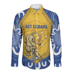 ACT Cougars Oztag Custom Long Sleeve Button Shirt Australian Capital Territory Indigenous Art