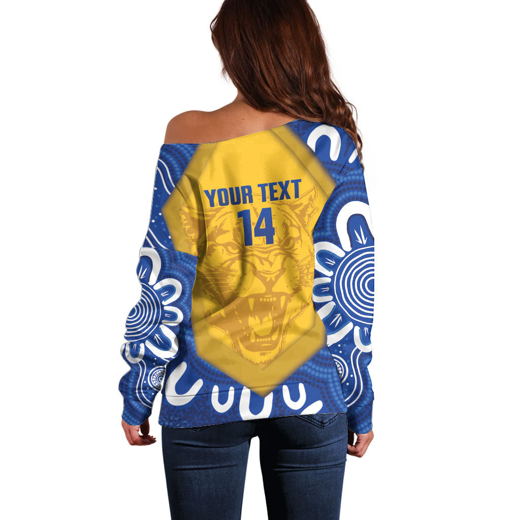ACT Cougars Oztag Custom Off Shoulder Sweater Australian Capital Territory Indigenous Art