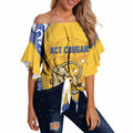 ACT Cougars Oztag Custom Off Shoulder Wrap Waist Top Australian Capital Territory Indigenous Art