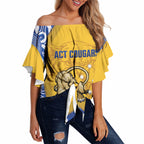 ACT Cougars Oztag Custom Off Shoulder Wrap Waist Top Australian Capital Territory Indigenous Art