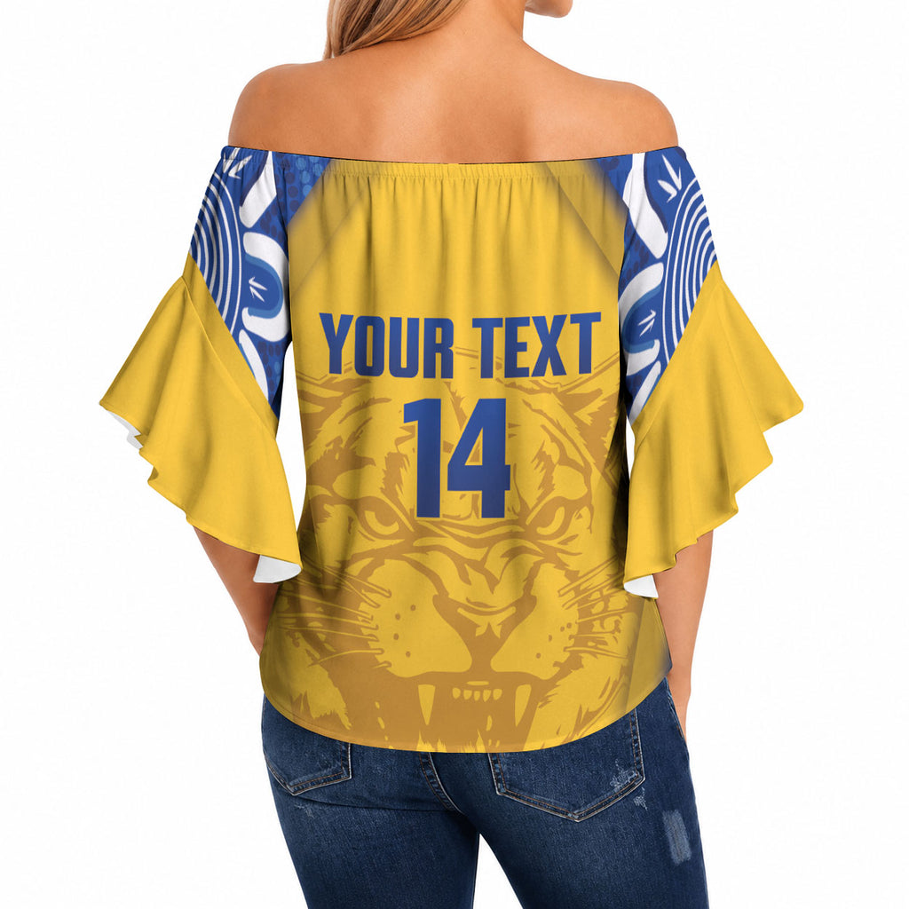 ACT Cougars Oztag Custom Off Shoulder Wrap Waist Top Australian Capital Territory Indigenous Art
