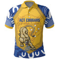 ACT Cougars Oztag Custom Polo Shirt Australian Capital Territory Indigenous Art