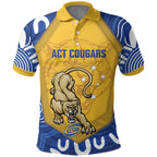 ACT Cougars Oztag Custom Polo Shirt Australian Capital Territory Indigenous Art