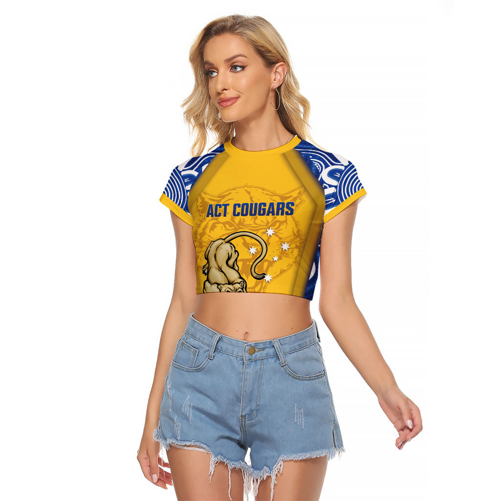 ACT Cougars Oztag Custom Raglan Cropped T Shirt Australian Capital Territory Indigenous Art