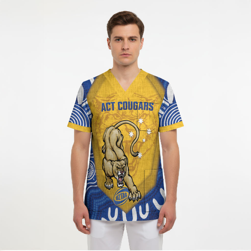 ACT Cougars Oztag Custom Scrub Top Australian Capital Territory Indigenous Art