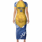 ACT Cougars Oztag Custom Short Sleeve Bodycon Dress Australian Capital Territory Indigenous Art