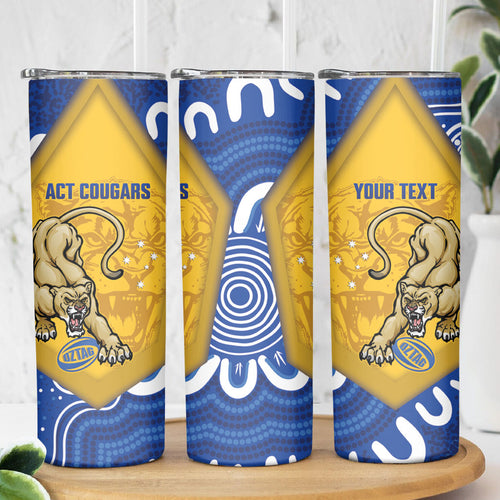 ACT Cougars Oztag Custom Skinny Tumbler Australian Capital Territory Indigenous Art