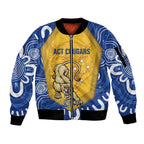 ACT Cougars Oztag Custom Sleeve Zip Bomber Jacket Australian Capital Territory Indigenous Art