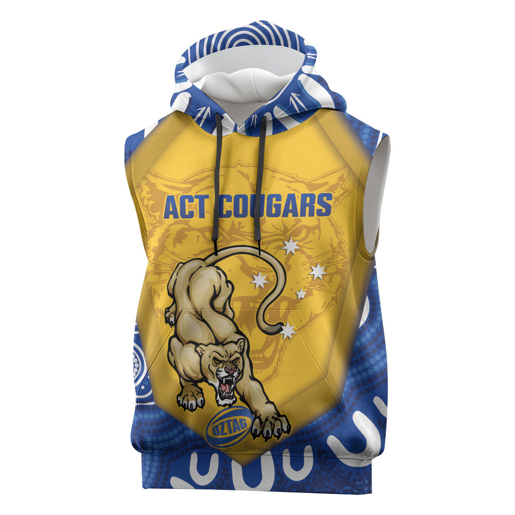 ACT Cougars Oztag Custom Sleeveless Hoodie Australian Capital Territory Indigenous Art