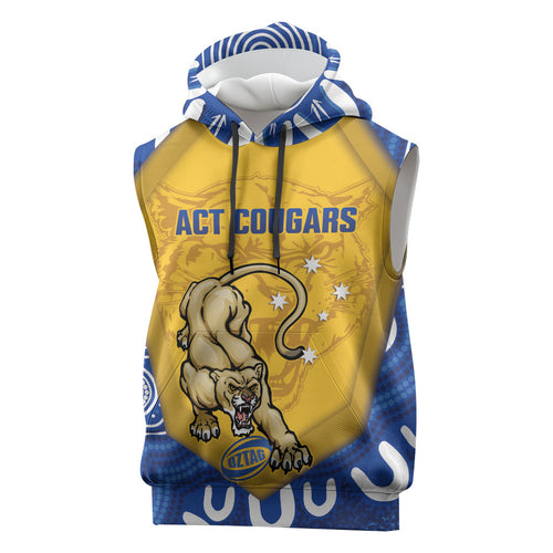 ACT Cougars Oztag Custom Sleeveless Hoodie Australian Capital Territory Indigenous Art