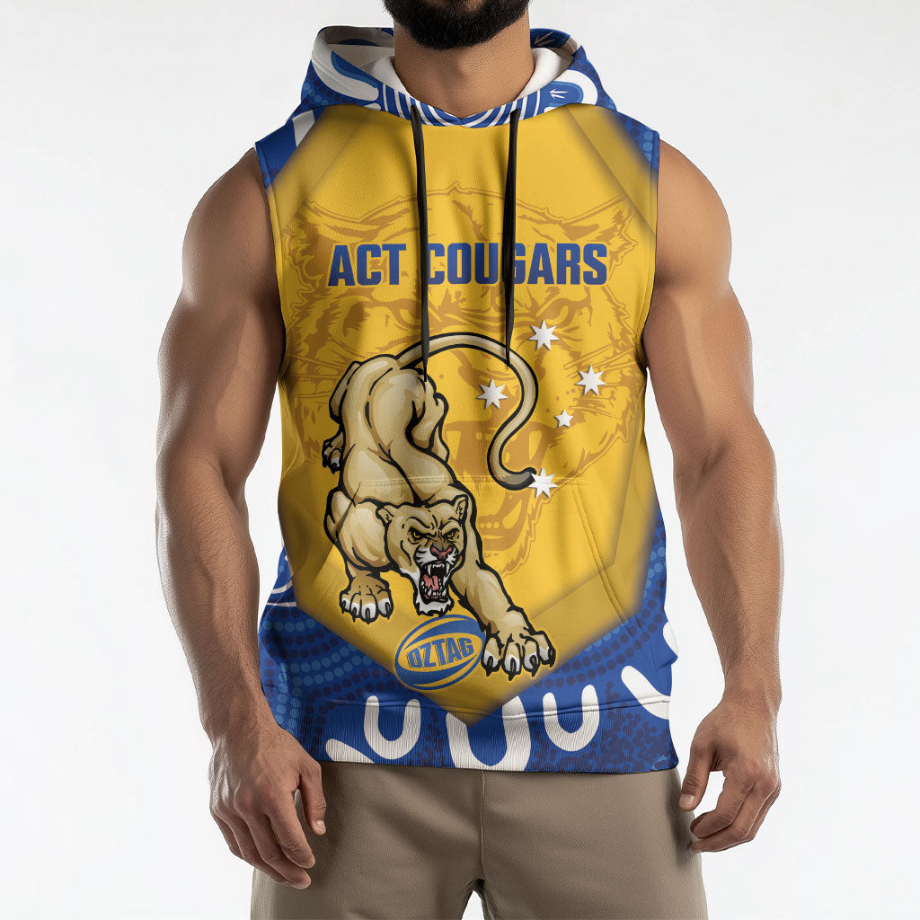 ACT Cougars Oztag Custom Sleeveless Hoodie Australian Capital Territory Indigenous Art