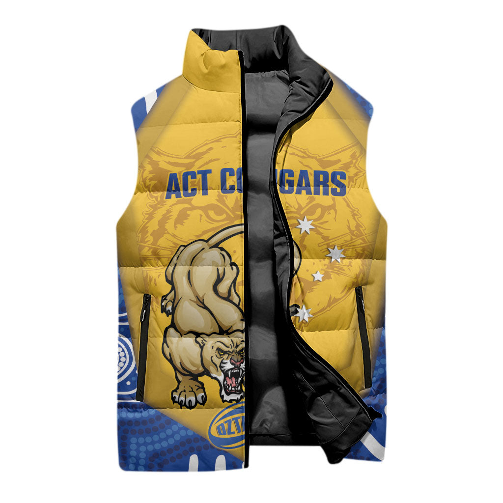ACT Cougars Oztag Custom Sleeveless Puffer Jacket Australian Capital Territory Indigenous Art