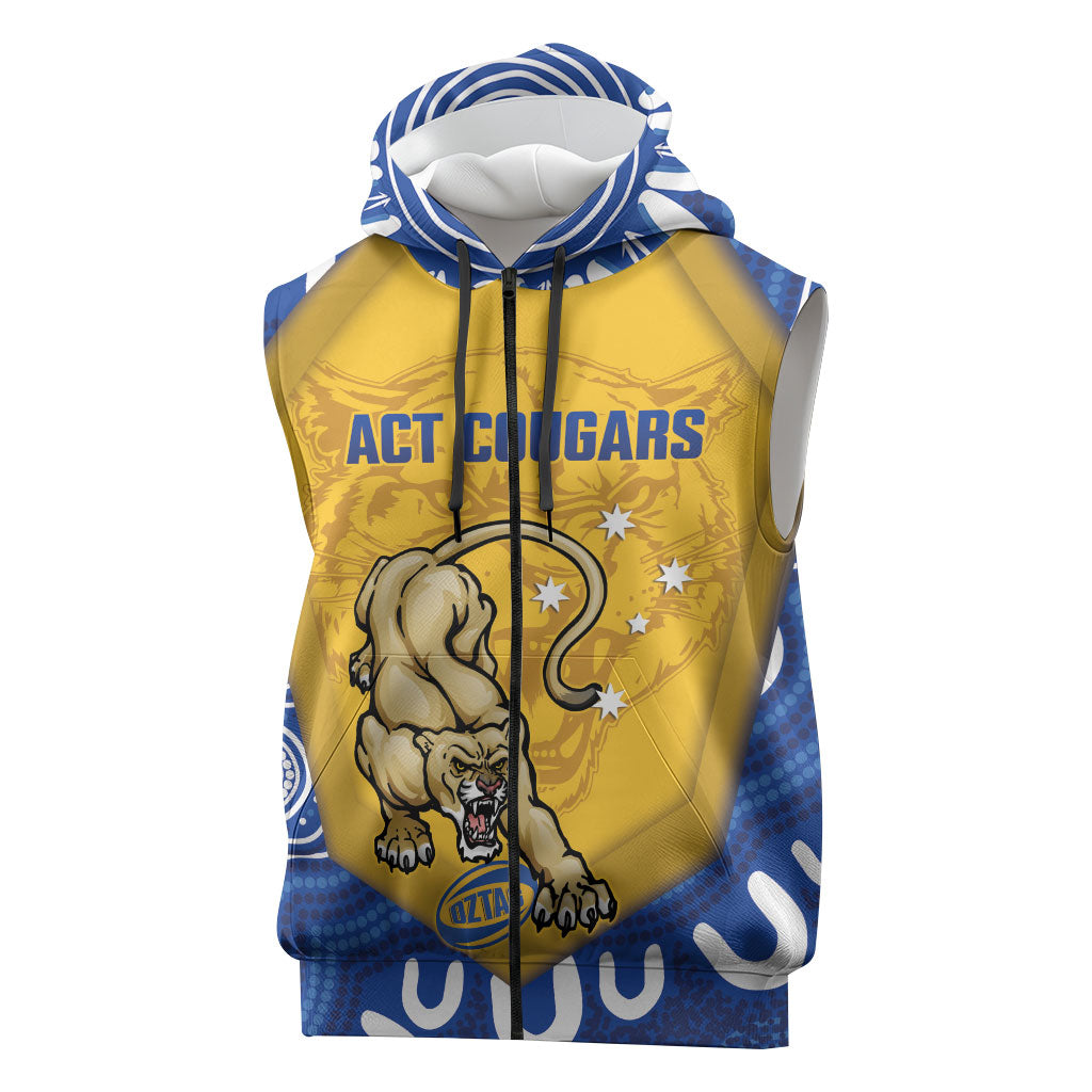 ACT Cougars Oztag Custom Sleeveless Zip Hoodie Australian Capital Territory Indigenous Art