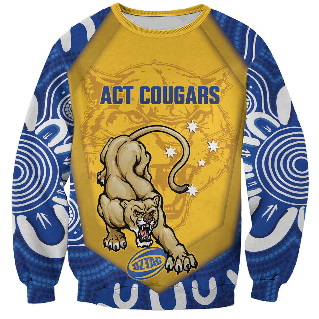 ACT Cougars Oztag Custom Sweatshirt Australian Capital Territory Indigenous Art