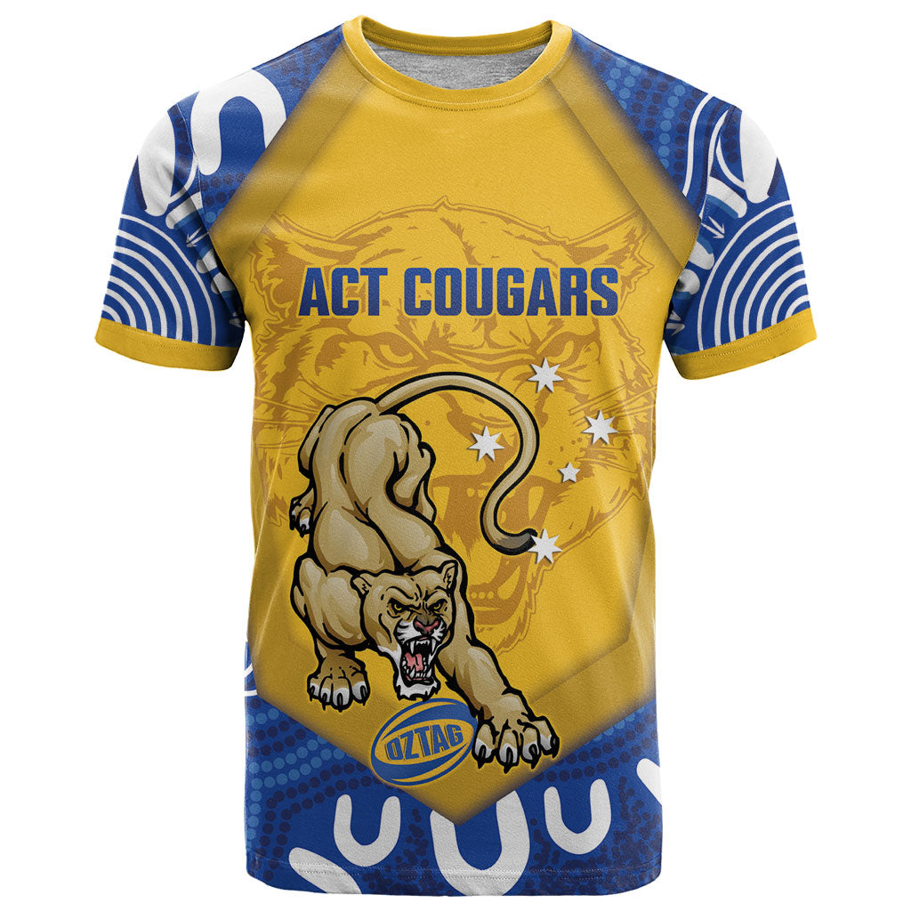 ACT Cougars Oztag Custom T Shirt Australian Capital Territory Indigenous Art