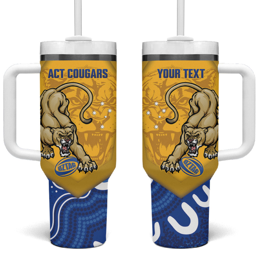 ACT Cougars Oztag Custom Tumbler With Handle Australian Capital Territory Indigenous Art