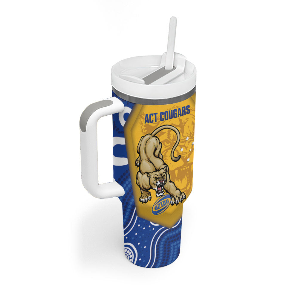 ACT Cougars Oztag Custom Tumbler With Handle Australian Capital Territory Indigenous Art