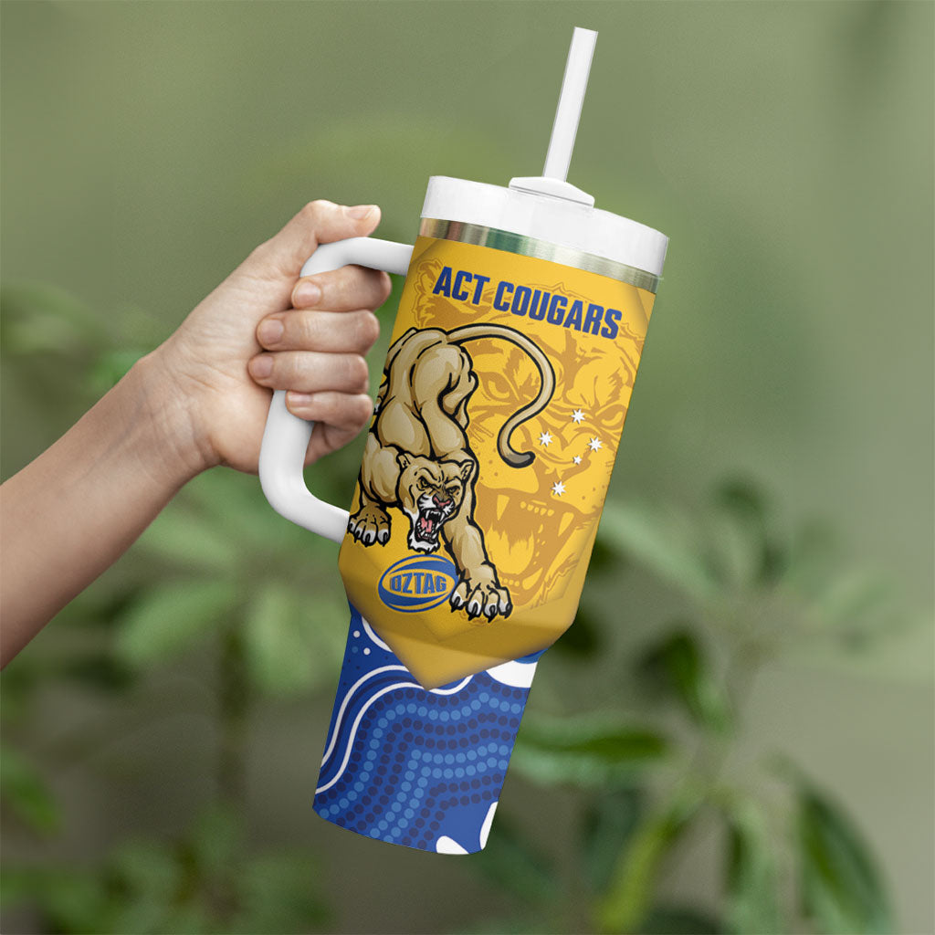 ACT Cougars Oztag Custom Tumbler With Handle Australian Capital Territory Indigenous Art