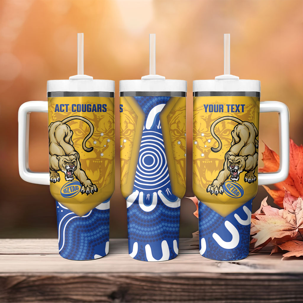 ACT Cougars Oztag Custom Tumbler With Handle Australian Capital Territory Indigenous Art