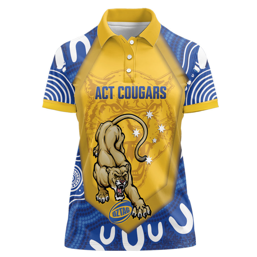 ACT Cougars Oztag Custom Women Polo Shirt Australian Capital Territory Indigenous Art
