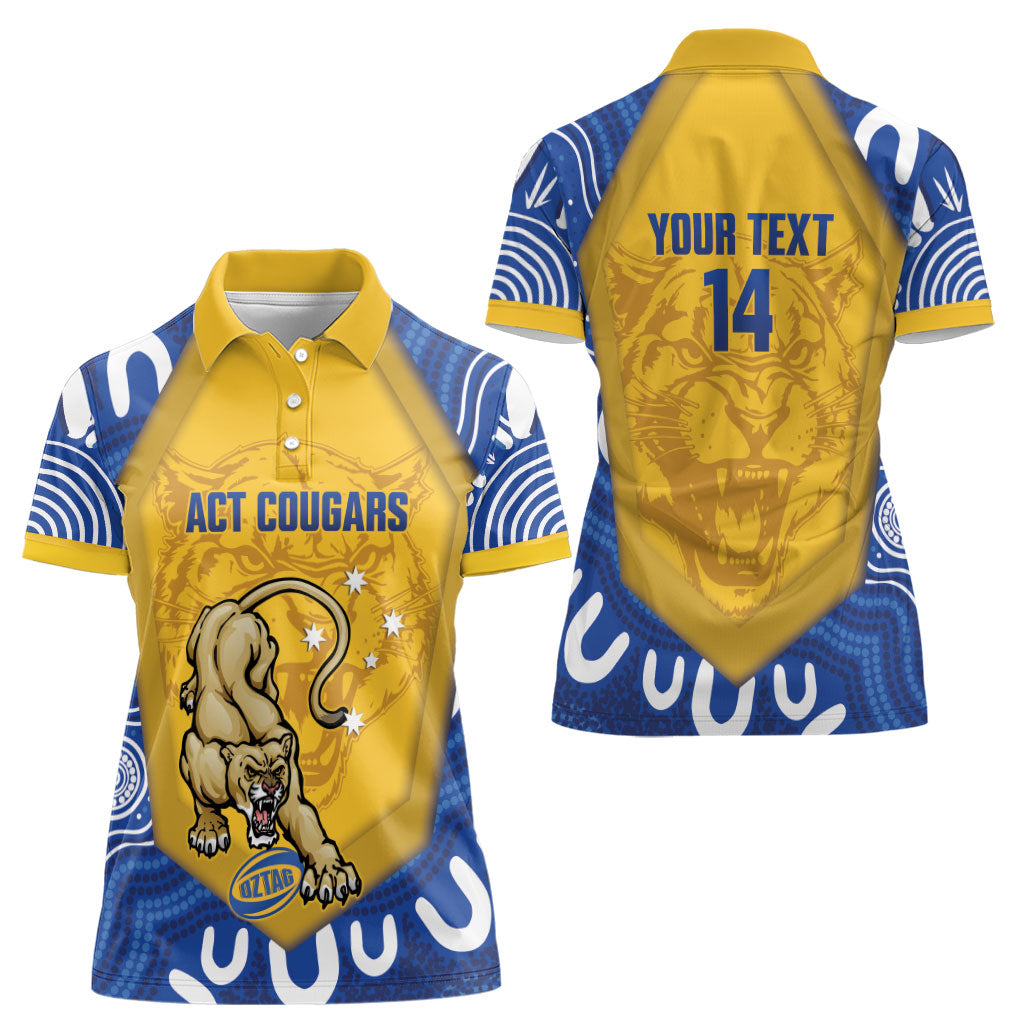 ACT Cougars Oztag Custom Women Polo Shirt Australian Capital Territory Indigenous Art