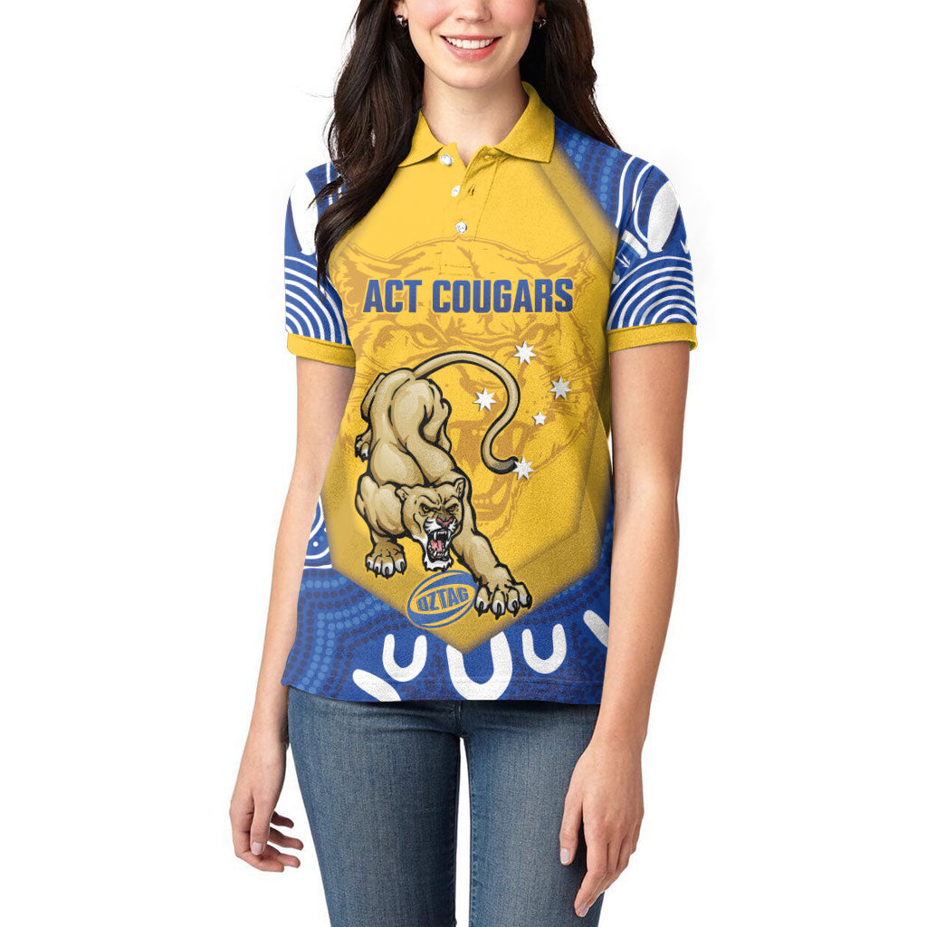 ACT Cougars Oztag Custom Women Polo Shirt Australian Capital Territory Indigenous Art