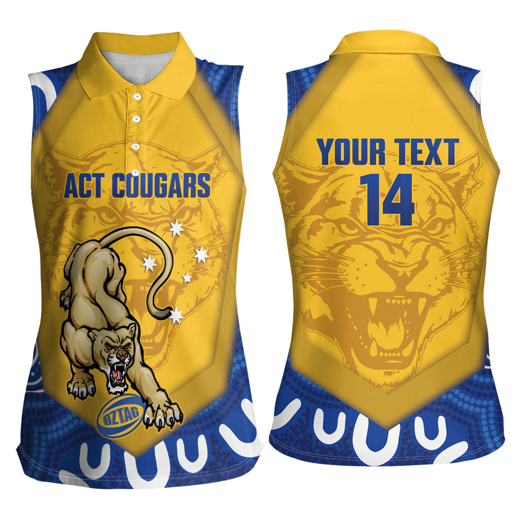ACT Cougars Oztag Custom Women Sleeveless Polo Shirt Australian Capital Territory Indigenous Art