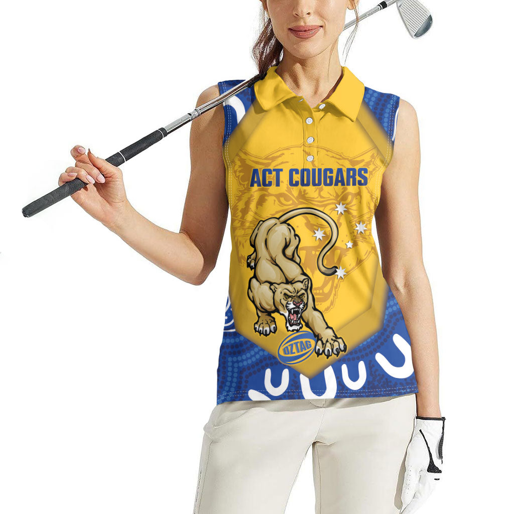 ACT Cougars Oztag Custom Women Sleeveless Polo Shirt Australian Capital Territory Indigenous Art