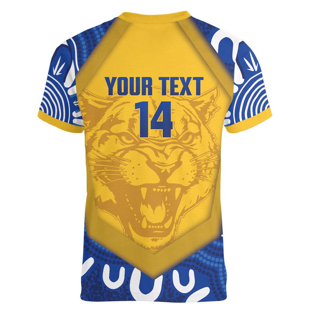 ACT Cougars Oztag Custom Women V-Neck T-Shirt Australian Capital Territory Indigenous Art