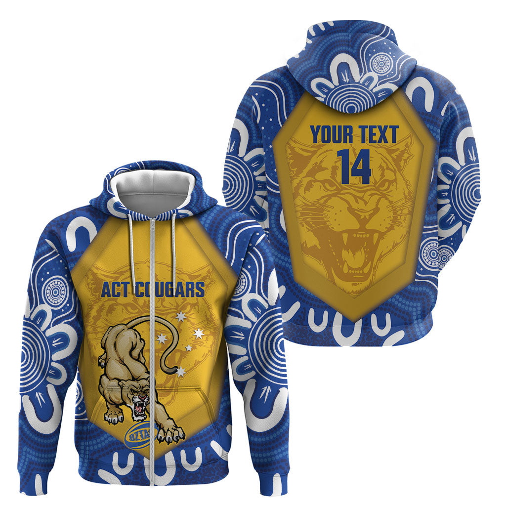 ACT Cougars Oztag Custom Zip Hoodie Australian Capital Territory Indigenous Art