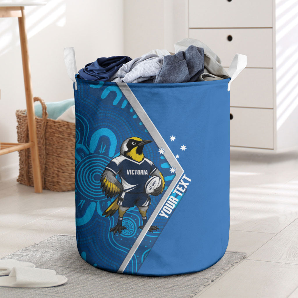 Victoria Oztag Custom Laundry Basket Helmeted Honeyeater Mascot Indigenous Art