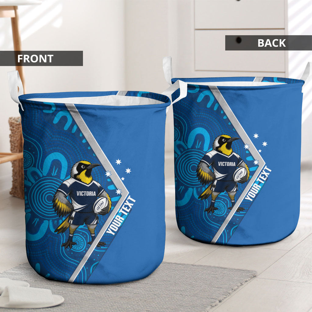 Victoria Oztag Custom Laundry Basket Helmeted Honeyeater Mascot Indigenous Art