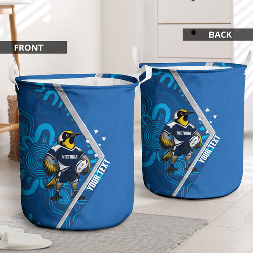 Victoria Oztag Custom Laundry Basket Helmeted Honeyeater Mascot Indigenous Art