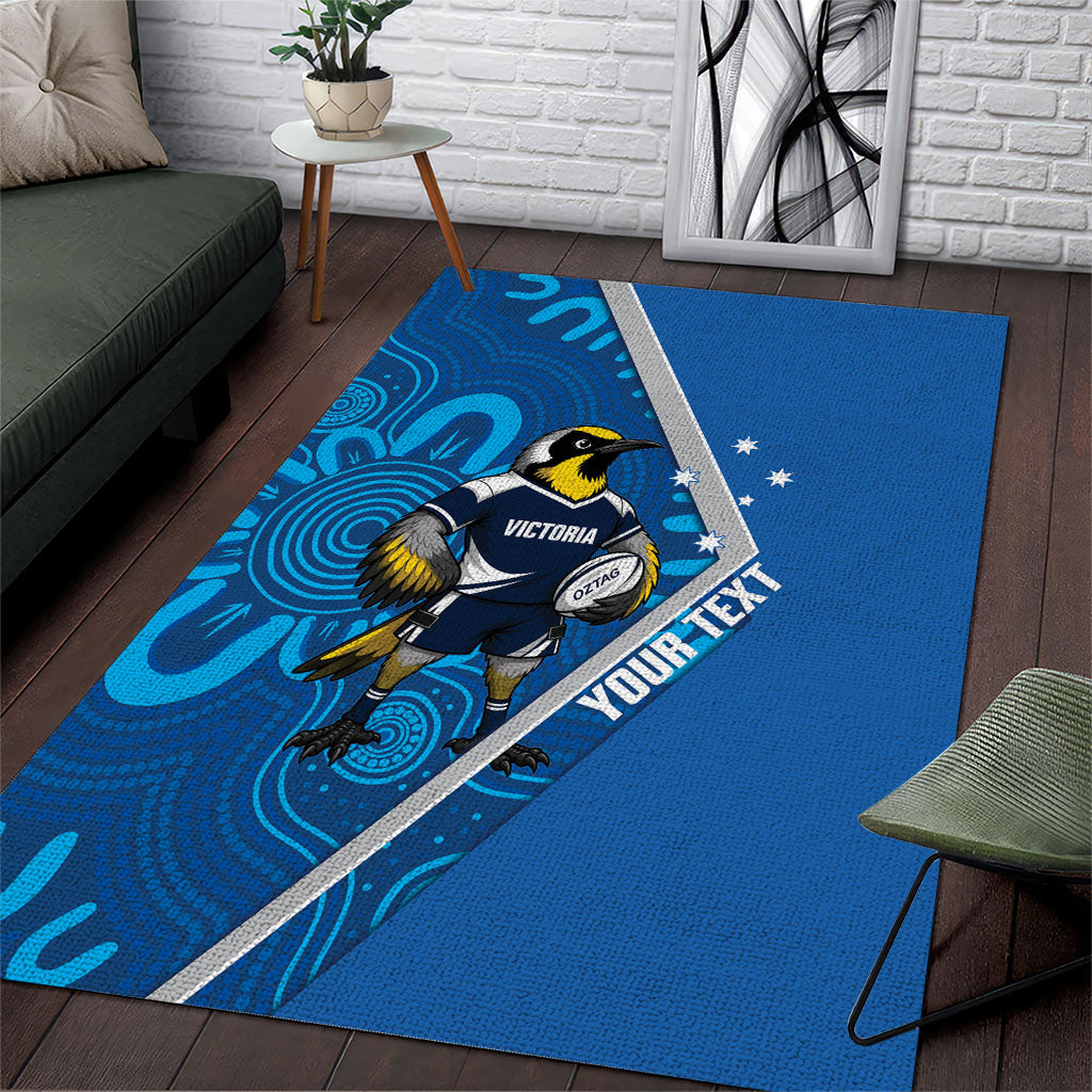 Victoria Oztag Custom Area Rug Helmeted Honeyeater Mascot Indigenous Art